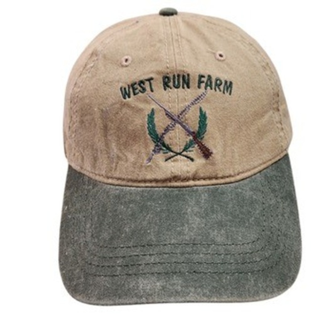 OTTO West Run Farm Mens Baseball Cap Tan Green Two Tone Adjustable Hat